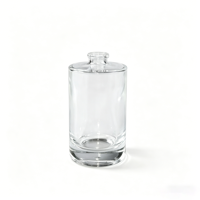 Flacon de parfum en verre transparent de 50 ml/100 ml avec bouchon rose, forme cylindrique, vaporisateur à pompe, rechargeable, logo personnalisé disponible