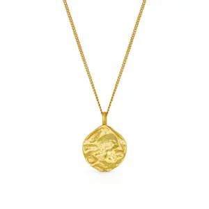 Chris April organic shape gold vermeil necklace sterling silver hammered coin pendant