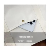 Tas Tote Kanvas Putih Polos Wanita dengan Kantong Resleting, Grosir, Dapat Dicetak, Logo Kustom, Dapat Digunakan Kembali, untuk Belanja, Belanjaan Mahasiswa