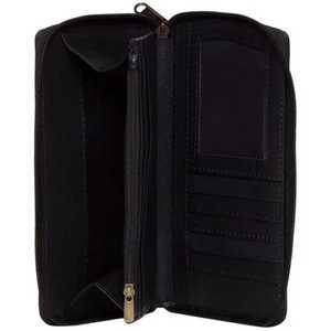Classic Vintage Style Mens Triple Fold Black Leather <b>Wallet</b> Featuring <b>RFID</b> <b>Blocking</b> Security Coin Pocket and Smooth Polyester - Product Image 5
