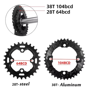 Plateau de pédalier Prowheel 104BCD 64BCD 26T 36T 28T 38T pour <span class=keywords><strong>VTT</strong></span>, double vitesse, <span class=keywords><strong>couronne</strong></span> de vélo - Product Image 3