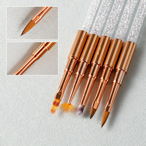 แปรงแต่งเล็บทรงรีด้ามโลหะสีโรสโกลด์ แปรงเจลแต่งเล็บแบบแบนลายดอกเดซี่ไล่สี พร้อมฝาปิดรูปทรงลิเนอร์ อุปกรณ์ทำเล็บสำหรับร้านทำเล็บ - Product Image 5