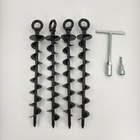 Vente directe usine – Piquets de sol en spirale en acier galvanisé robuste noir/orange avec poignée en T de 38 cm pour tente de camping, clôture, auvent