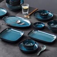 Vaisselle de table Blue Kiln, style vintage, en nouvelle porcelaine fine, bol à riz et soupe, assiette à légumes et nouilles, vaisselle de table en céramique du Portugal