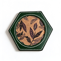 Sous-verre personnalisé en cuir PU imprimé motif artistique pour hôtel et restaurant, style vintage, idéal comme cadeau d'entreprise