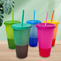 Gobelet en PP thermochromique à couleur changeante avec couvercle en paille Fabricant de mug à sublimation personnalisé Vente en gros