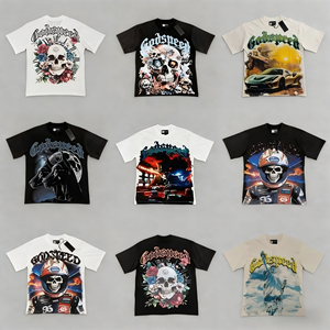 เสื้อยืด Godspeed Skull Moto Biker แขนสั้นทรงปกติสำหรับผู้ชาย พิมพ์ลายแบบ Sublimation คอกลม - Product Image 1