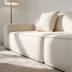 बेज कपड़े मॉड्यूलर 3-सीटर सोफे न्यूनतम आरामदायक शैली लिविंग रूम सोफा न्यूनतम घर सजावट का उपयोग करता है - Product Image 5