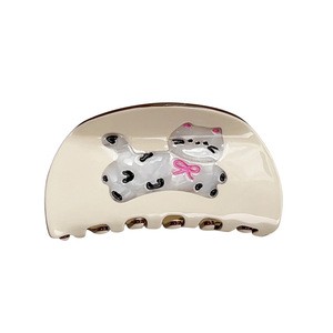 Fermaglio per capelli coreano in acetato bianco crema con design simpatico cane e gatto, fermaglio a squalo, nuovo arrivo per capelli semi-arricciati, accessori per capelli - Product Image 6