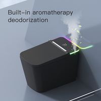 Toilette intelligente de luxe haut de gamme, à poser au sol, avec glaçure noire, forme carrée, commande vocale automatique, toilette intelligente avec buse UV
