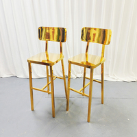 Tabouret de bar en acier inoxydable doré avec dossier, chaise haute pour comptoir, idéal pour mariage, bar, café, événements, mobilier