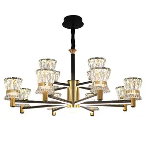 Nordic light luxury living room led crystal chandelier modern minimalist luxury dining room bedroom gold and black ceiling lamps