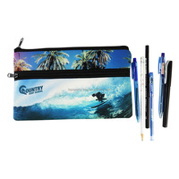 Sac en néoprène promotionnel à sublimation pour stylo Trousse personnalisée à double fermeture éclair Trousse en néoprène Sac de papeterie