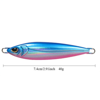 Leurre métallique de pêche en eau salée 4 couleurs 7,4 cm 40g, leurre dur artificiel, jigs métalliques de bord de mer à action coulante pour le maquereau