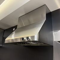 Hotte de cuisine commerciale de 48 pouces, 2000 m³/h, en acier inoxydable, avec filtre à déflecteurs et deux moteurs puissants