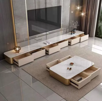 Meuble TV en bois massif de style italien, ultra long, avec panneaux en pierre, écologique, durable, haut de gamme, pour salon