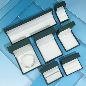 กล่องเครื่องประดับทรงสี่เหลี่ยมหนังเทียมสีเขียวนกยูงหรูหราสำหรับใส่แหวนกำไลต่างหูบรรจุภัณฑ์แบบปรับแต่งได้ - Product Image 2