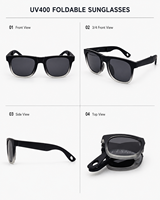 Lunettes de soleil polarisées anti-lumière bleue UV400 pour enfants, pliables, noires, carrées, dégradées, en acétate, de luxe et tendance
