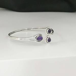 Venta al por mayor 925 pulsera de plata esterlina aspecto fabuloso PerA-Ajustable amatista oro acento joyería de plata - Product Image 3