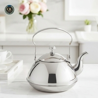 Bouilloire à eau chaude en acier inoxydable poli argenté, design moderne avec poignée résistante à la chaleur, pour hôtel, chambre, bureau