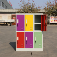 Casier scolaire métallique coloré à 6 portes pour salle de sport, vestiaire, armoire de rangement pour vêtements en acier avec serrure