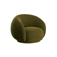 Moderner Nordic Design Stuhl Bouclé Einzelsofa Holzrahmen Halbkreisförmiger Sessel Sofas Luxus Samt Lounge Sessel für Wohnzimmer