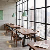 Ensemble de table et chaises de salle à manger en bois EziDone avec buffet/bar, dimensions multiples pour hôtels, restaurants, centres commerciaux, supermarchés