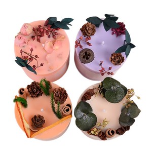 Vela Aromática de Cera de Soja en Cilindro, Hecha a Mano, Decoración para el Hogar, Flores Secas Coloridas, Lámpara de Fragancia, Regalo - Product Image 4