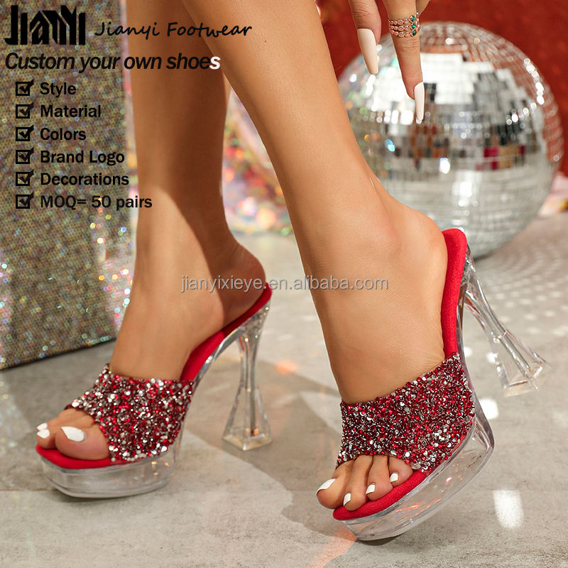 Urban Heel Rhinestone Clear Strap Sandal Slides Steve Madden Clear