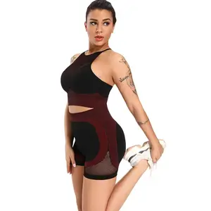 Hot Sale Vrouwen Workout 2 Stuks Lange Mouwen Effen Streep Hoge Taille Perzik Heup Broek Sport Fitness