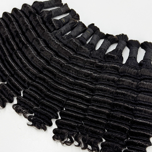 <b>Deep</b> <b>Wave</b> Bulk Hair Human Hair No Weft Natural Black Soft Bouncy Texture For Boho Braids And <b>Wig</b> Making - Product Image 1