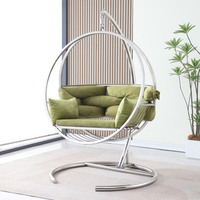 Nouveau style Fauteuil suspendu œuf en acier inoxydable pour salon, balcon intérieur et chambre à coucher, chaise de loisirs type panier