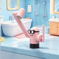 Robinet mélangeur pliable rose macaron, design créatif, en laiton, multifonctionnel, anti-éclaboussures pour salle de bain
