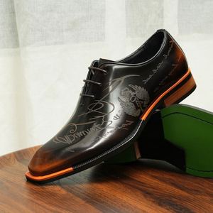 Chaussures habillées élégantes à bout carré Derby – Cuir artisanal, lacets pour hommes, rehaussantes, respirantes, antidérapantes, idéales pour les costumes - Product Image 4