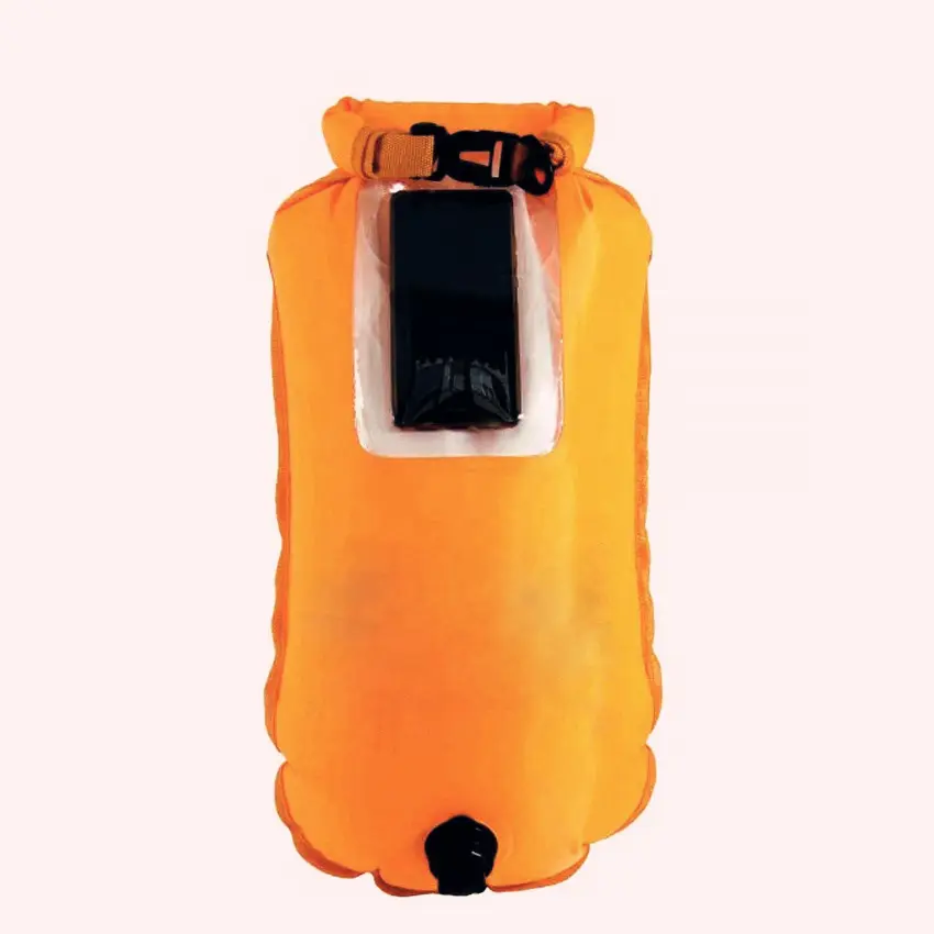 2022 Open Water Swimming Safty Buoy Floating Dry Bag With Clear PVC Phone Window