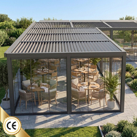 Système de pergola multi-modules en aluminium à persiennes, véranda en verre, télécommande, résistant à la pluie et au vent, usage commercial extérieur, revêtement poudré