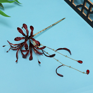 Nouvelle Épingle à Cheveux Fleur de Lys Araignée Faite à la Main, Style Antique Haut de Gamme, Design Original 2024, avec Liquide de Fabrication de Fleurs, Cheveux - Product Image 2