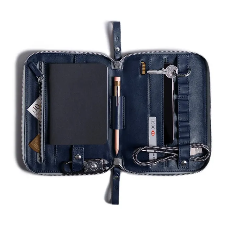 Accessori da viaggio in pelle sacchetto della chiusura lampo nero cavo organizzatore uomini borsa da viaggio gadget dell'organizzatore del sacchetto