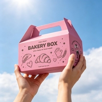 Échantillon Gratuit - Boîte à Pâtisserie Personnalisée avec Logo, Poignée Portable, en Carton Blanc pour Boulangerie, Pâtisseries, Biscuits, Croissants, Emballage à Emporter pour Boulangerie et Café