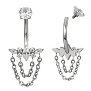GZN <span class=keywords><strong>Anello</strong></span> da <span class=keywords><strong>Ombelico</strong></span> Estivo alla Moda in Titanio con Zirconi Cubici Pendenti, Combinazione di Anelli da <span class=keywords><strong>Ombelico</strong></span> all'Ingrosso - Product Image 6
