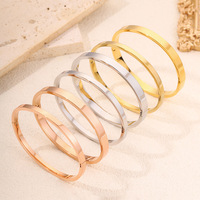 Bracelet jonc minimaliste à fermoir en acier inoxydable, jonc ouvert articulé empilable pour femme, cadeau bijoux