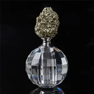 2023 Travel Size Transparente Crystal Square Perfume Garrafas Único pirite Gemstone Garrafas De Óleo Vazio