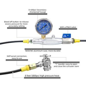 NICECNC Nitrogen Shock Fill Tool Kit With <strong>600</strong> PSI Nitrogen Regulator BS No 3 5/8" BSP RH INT for Yamaha <strong>KTM</strong> Honda ATV UTV - Product Image 4