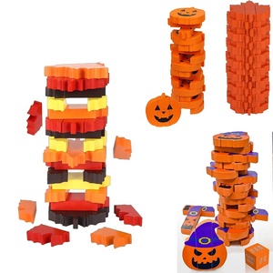 Juego de dominó de madera de Acción de Gracias Juego de equilibrio de torre de caída amigable para niños para familiares y amigos Adultos - Product Image 1