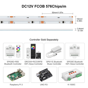 Светодиодная лента ESANN COB Pixel, 24В, 576 светодиодов/м, 5м (16.4 фута), 8мм, прямые продажи, термостойкая, адресная COB <span class=keywords><strong>LED</strong></span> лента - Product Image 4