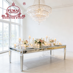 Wholesale Modern Stainless Steel Wedding Banquet <b>Table</b> with Glass for Outdoor and Home Dining Rooms - Product Image 6