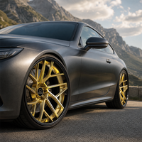 Jantes forgées noires à trois pièces Gold V-Split 21x10.5 5x114.3 ET30 6061 T6, jantes profondes personnalisées pour Lexus