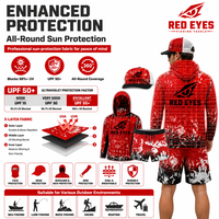 Échantillon Gratuit - Nouveau T-shirt de Pêche à Manches Longues en Jersey Nylon/Polyester UPF 50 avec Masque Intégré, Motif Camouflage Sublimé, Idéal pour l'Extérieur (OEM)