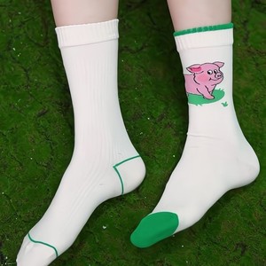 Calcetines holgados con estampado de cerdo, calcetines de algodón transpirables hasta la pantorrilla para mujer, para jóvenes, moda de verano - Product Image 2