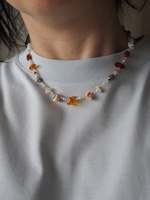 Lot de 15 colliers personnalisés en ambre terrestre d'automne, avec cordon en cuir, pierres naturelles irrégulières et perles artistiques en pierres précieuses pour boutiques